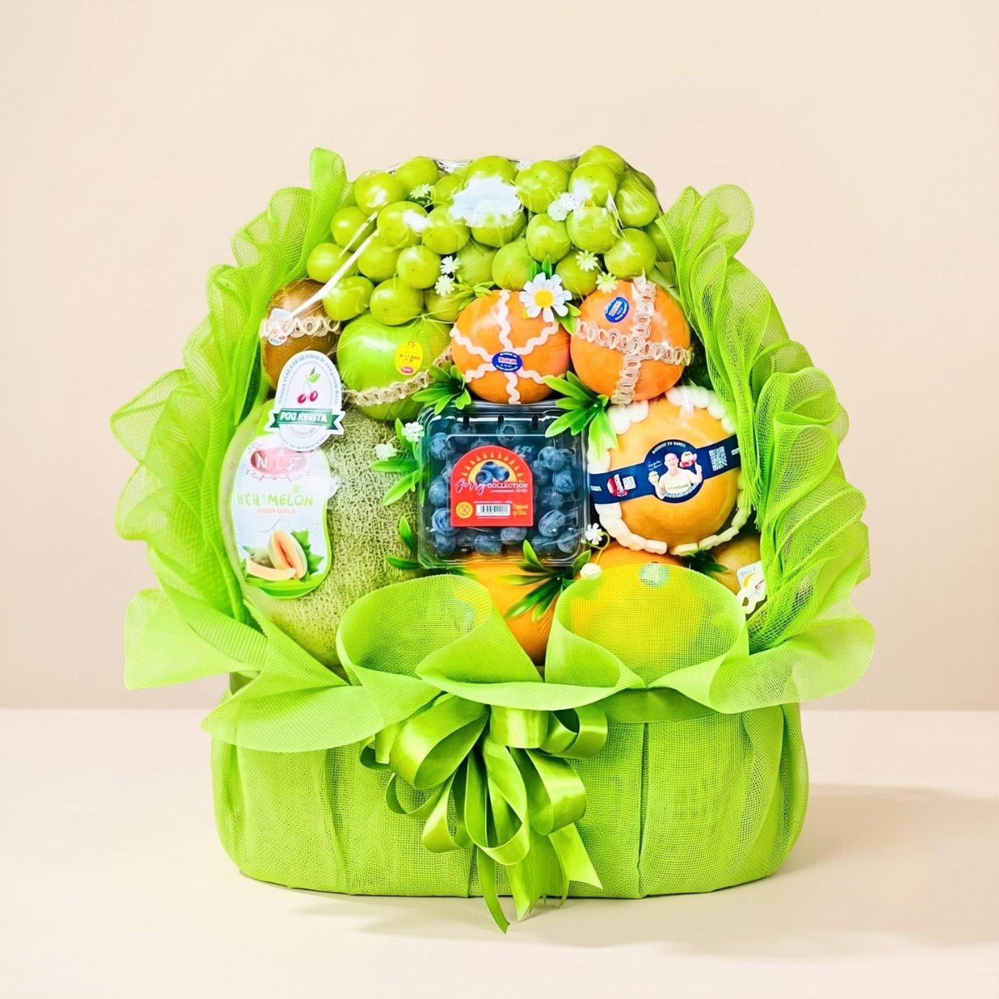 Giỏ trái cây tone xanh lime KAF107 cao cấp